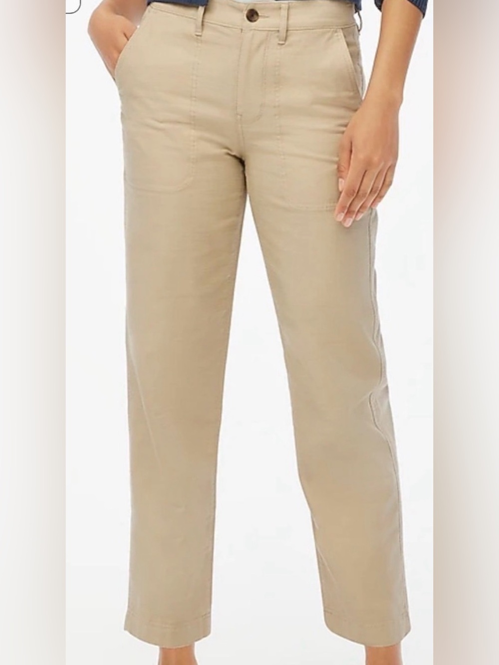 J. Crew Women’s Tan Cream Khaki Camp Straight Leg Ankle Pants 100% cotton US 4